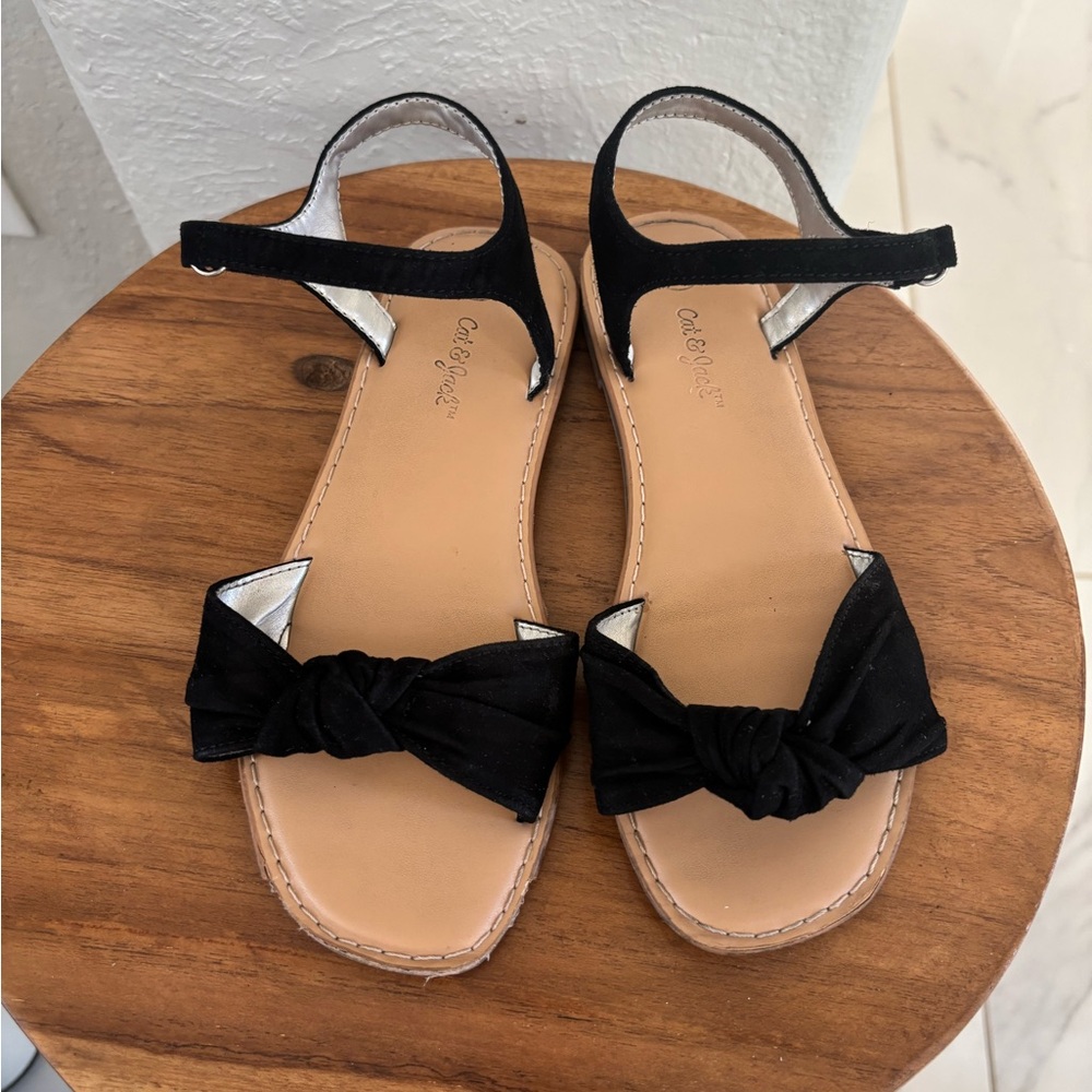 Cat & Jack Black suede Sandals with Bow